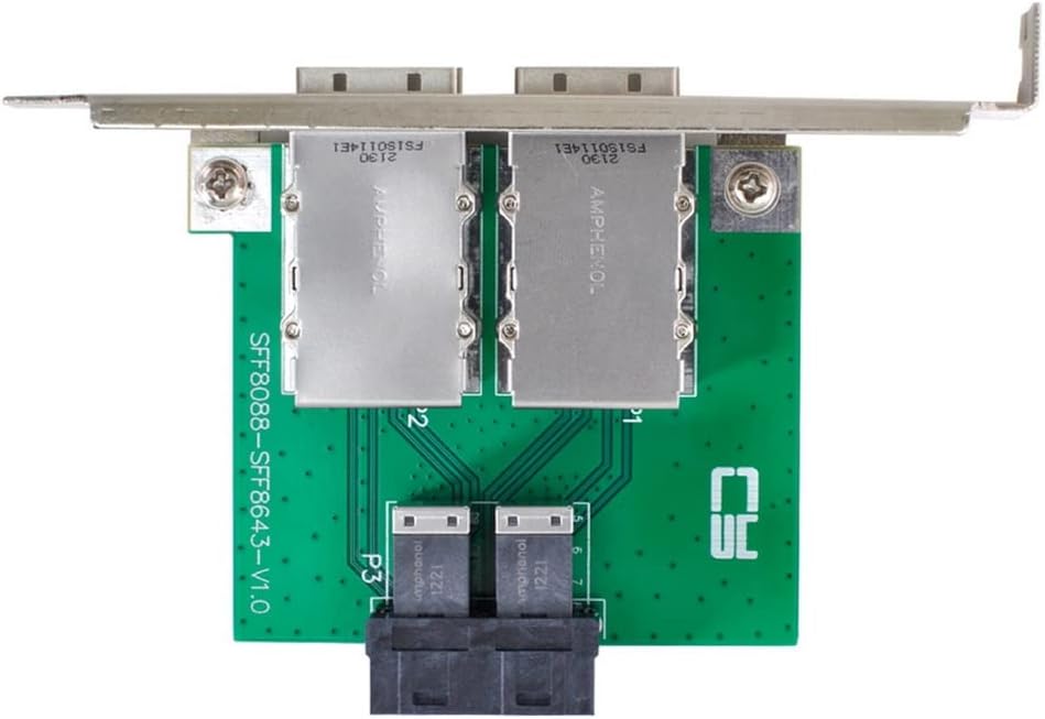 CY Mini SAS SFF-8088 auf interne SAS HD SFF-8643 PCBA Buchse Adapter Dual Ports mit Low Profile Halt