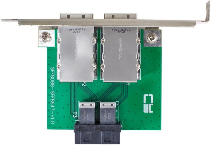 CY Mini SAS SFF-8088 auf interne SAS HD SFF-8643 PCBA Buchse Adapter Dual Ports mit Low Profile Halt