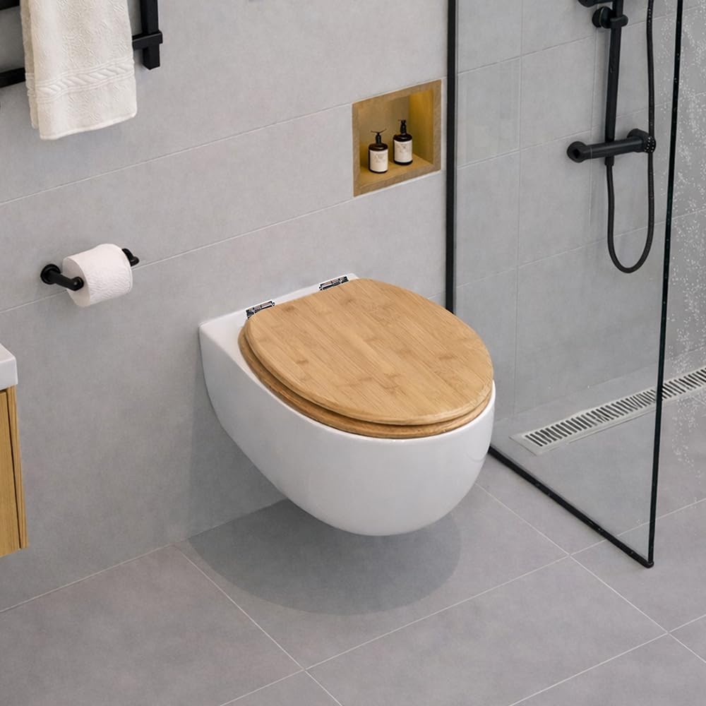 WC-Sitz aus Bambus mit Absenkautomatik, Schnellverschluss & Easy-Clean, Soft-Touch – PIKLiDS