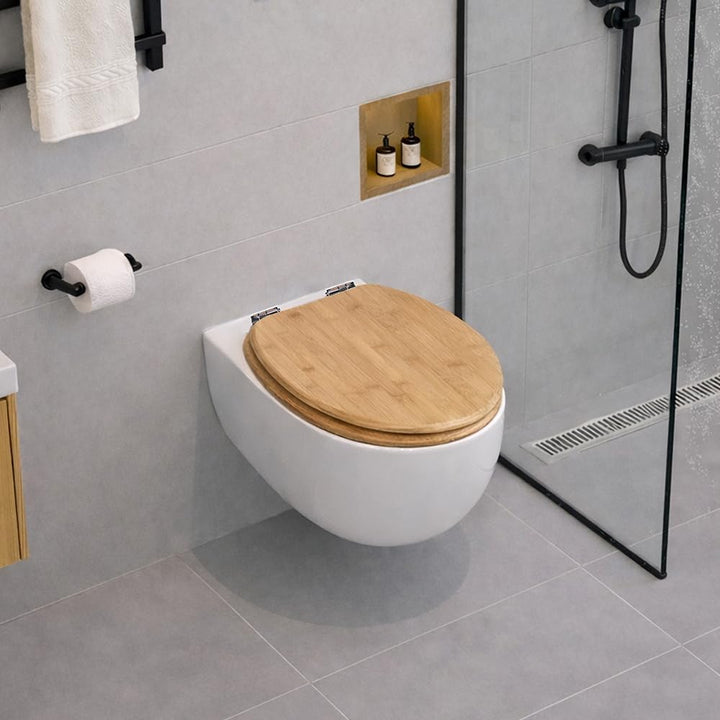 WC-Sitz aus Bambus mit Absenkautomatik, Schnellverschluss & Easy-Clean, Soft-Touch – PIKLiDS