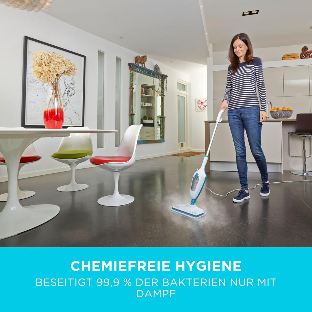 Black+Decker FSMH13E10-QS 10-in-1 Dampfbesen Steam Mop Deluxe (1300W, Dampfreiniger für hygienische