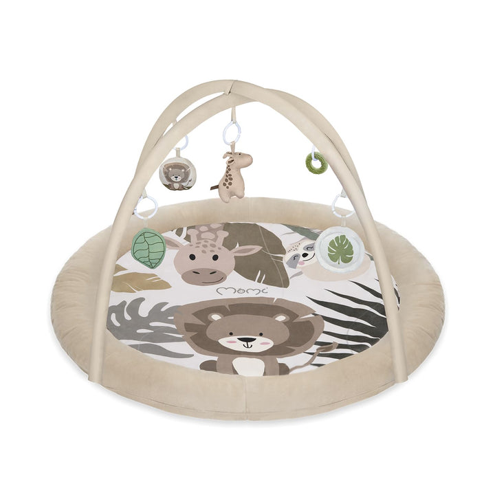 MoMi LUANI Spielset – Spielbogen mit Krabbeldecke, Ø 72 cm innen, mit 10 cm Umrandung, 6 Spielzeuge