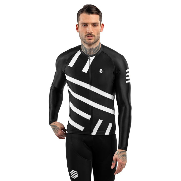 SIROKO - Radtrikot Langarm M2 Leader XS Schwarz/Weiss, XS Schwarz/Weiss