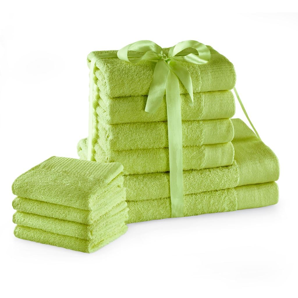 AmeliaHome Handtuch Set Hellgrün 4 Gästetücher 30x50 cm 4 Handtücher 50x100 cm und 2 Duschtücher 70x