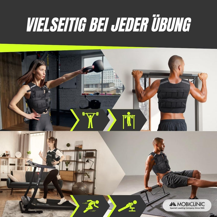 Mobiclinic®, Gewichtsweste, 10/20kg, Weighted vest, Verstellbar, Langlebig, 600D-Oxford-Gewebe, Inkl