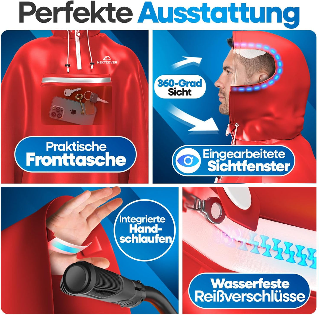 NEXTCOVER® NEU Regenponcho Fahrrad für Damen & Herren - mit [AquaShield 2.0] Technologie I Regenponc
