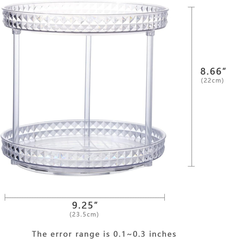 ROWNYEON Make up Organizer, Kosmetik Organizer 360° Drehbar Hautpflege 2 Lagen Skincare Parfüm Badez