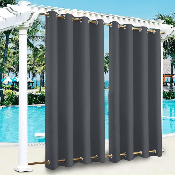 Outdoor Vorhänge Wasserdicht, Winddicht Outdoor Gardinen mit Ösen Oben und Unten, Blickdicht Vorhang