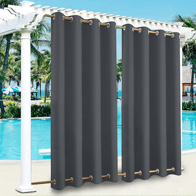 Outdoor Vorhänge Wasserdicht, Winddicht Outdoor Gardinen mit Ösen Oben und Unten, Blickdicht Vorhang