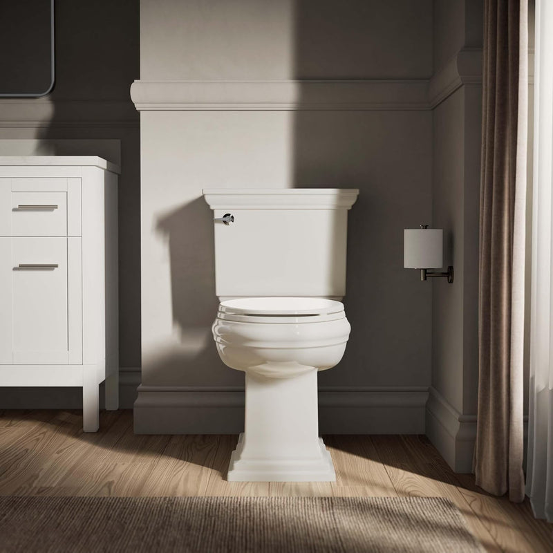 Kohler K-20110-96 Brevia Langer WC-Sitz mit grifffesten Stossfängern, geräuscharmer Sitz, Quick-Atta