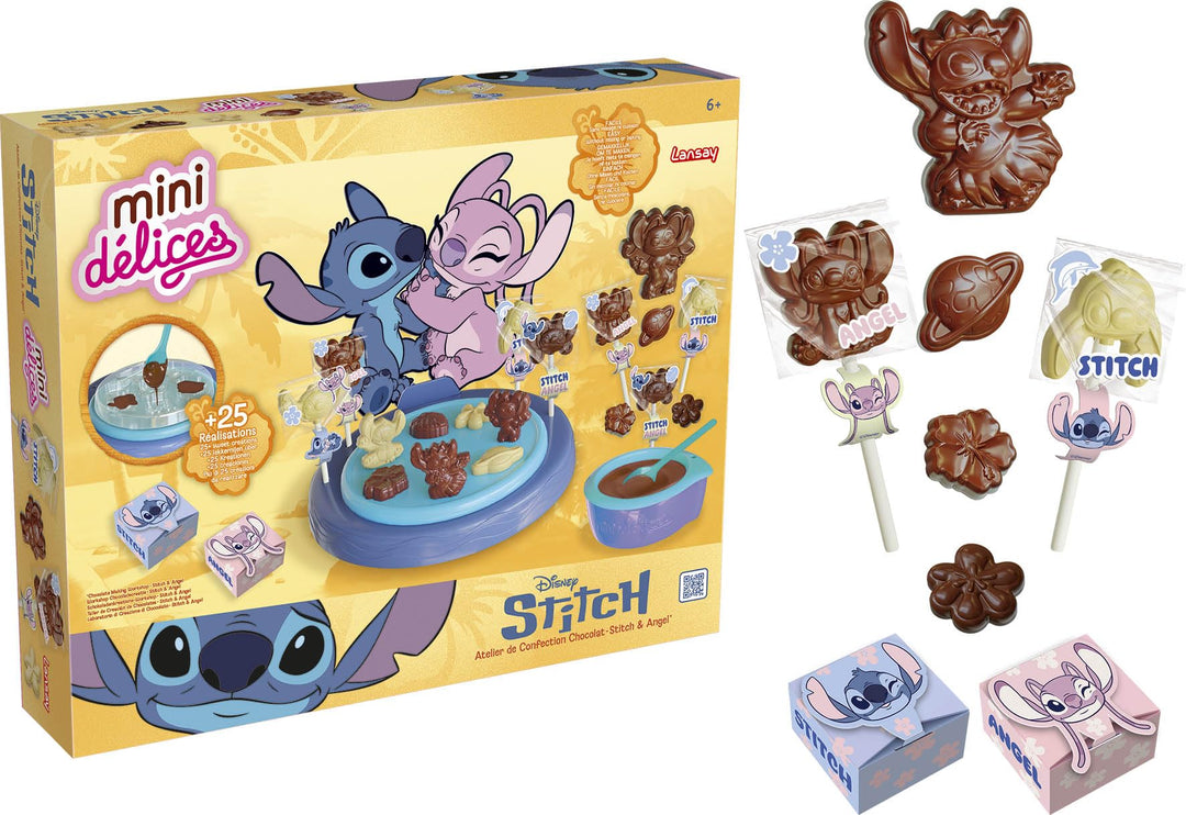 Lansay - MINI DELICES Schokoladenwerkstatt Stitch &amp; Angel - Kinder Schokoladen Set für Kinder ab 6 J