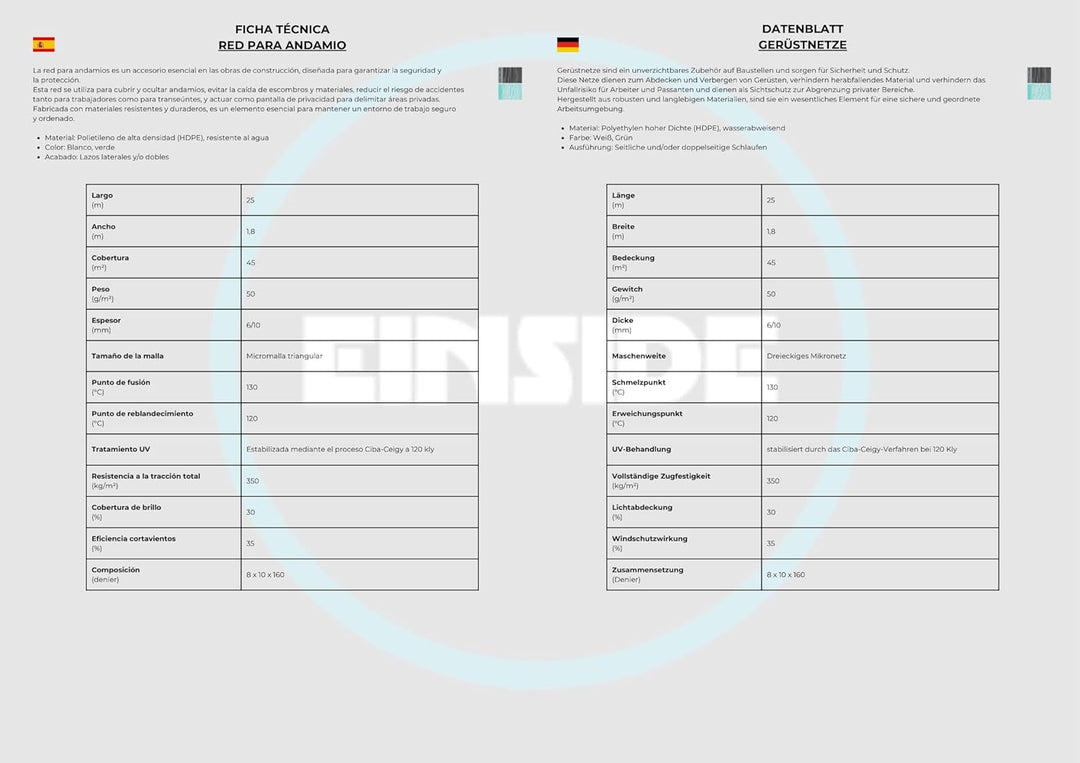 HDPE-Gerüstnetz, 1,8 x 25 m, Grün oder Weiss (5, Grün) 5 Grün, 5 Grün