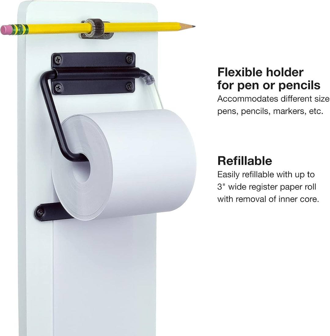 Notizpapierspender zur Wandmontage, mit einer 40 m langen Rolle Papier (weiss), Wei&amp;