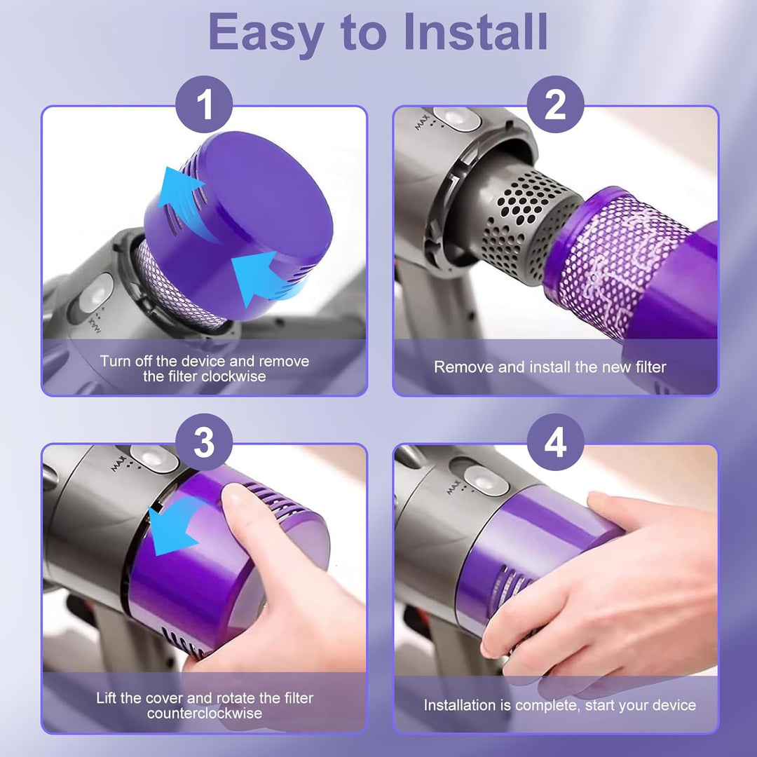 4 Stück Filter für Dyson V10 SV12,Laukowind Waschbar Ersatz Filter für Dyson V10 SV12 mit Reinigungs