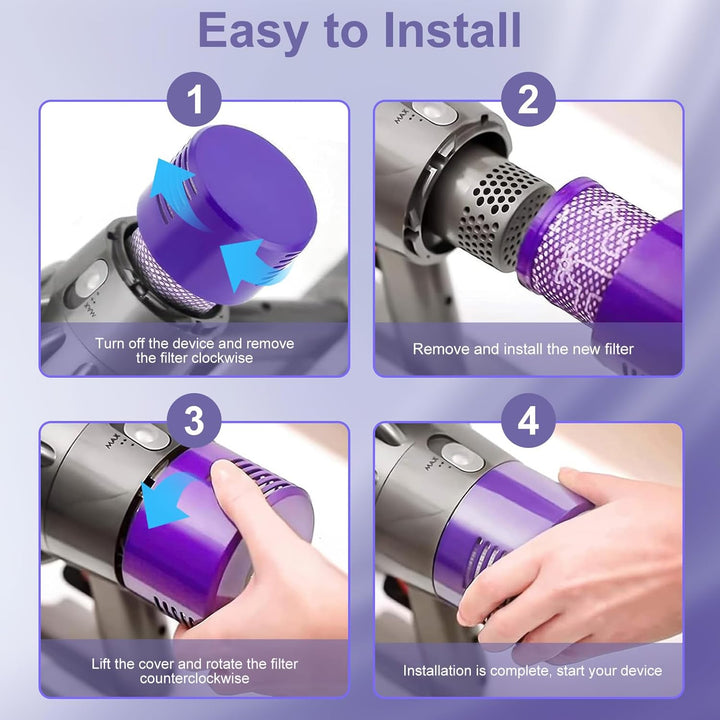 4 Stück Filter für Dyson V10 SV12,Laukowind Waschbar Ersatz Filter für Dyson V10 SV12 mit Reinigungs