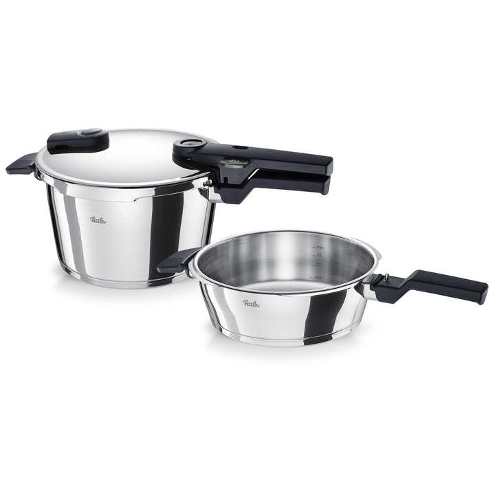 Fissler Vitaquick / Schnellkochtopf-Set, 3-teilig (1 Schnellkochtopf 4,5 L + 1 Schnell-Bratpfanne 2,