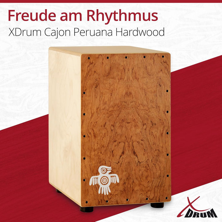 XDrum Cajon Peruana Hard Wood (3 mm Schlagplatte, 9 mm Birkenkorpus, 48 cm hoch, inkl. Rucksack-Tasc