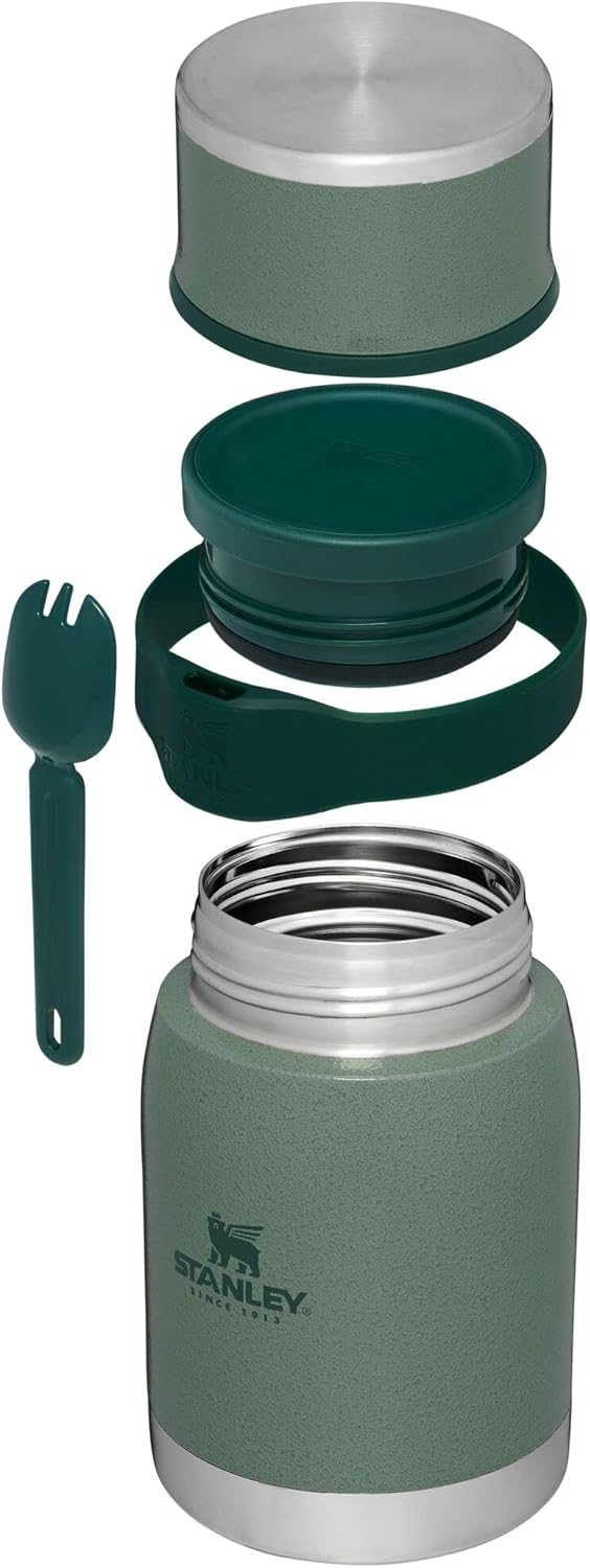 Stanley Adventure to Go Isoliergefäss und Göffel 24oz Hammerschlaggrün, 24oz Hammerschlaggrün