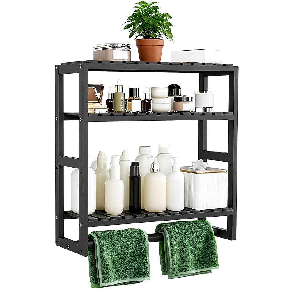 Badezimmer Regal 3 Ebenen Standregal Badezimmer Organizer Badezimmerregal Wandregal Bambus Badregal
