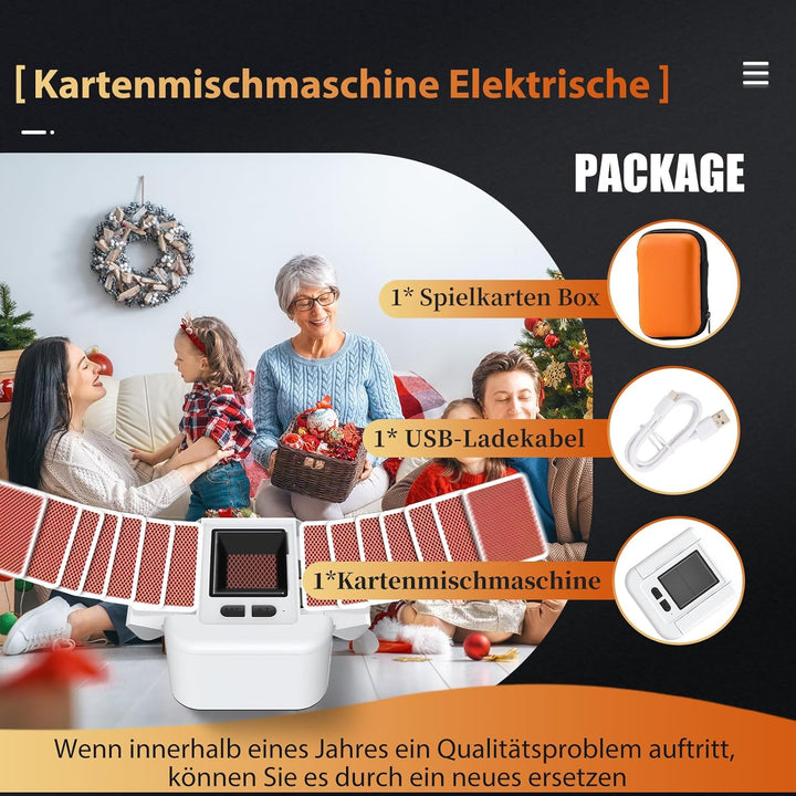 Buldoospok Wiederaufladbar Automatischer Kartenmischer 1-2 Deck, Geräuscharm Elektrische Mischmaschi