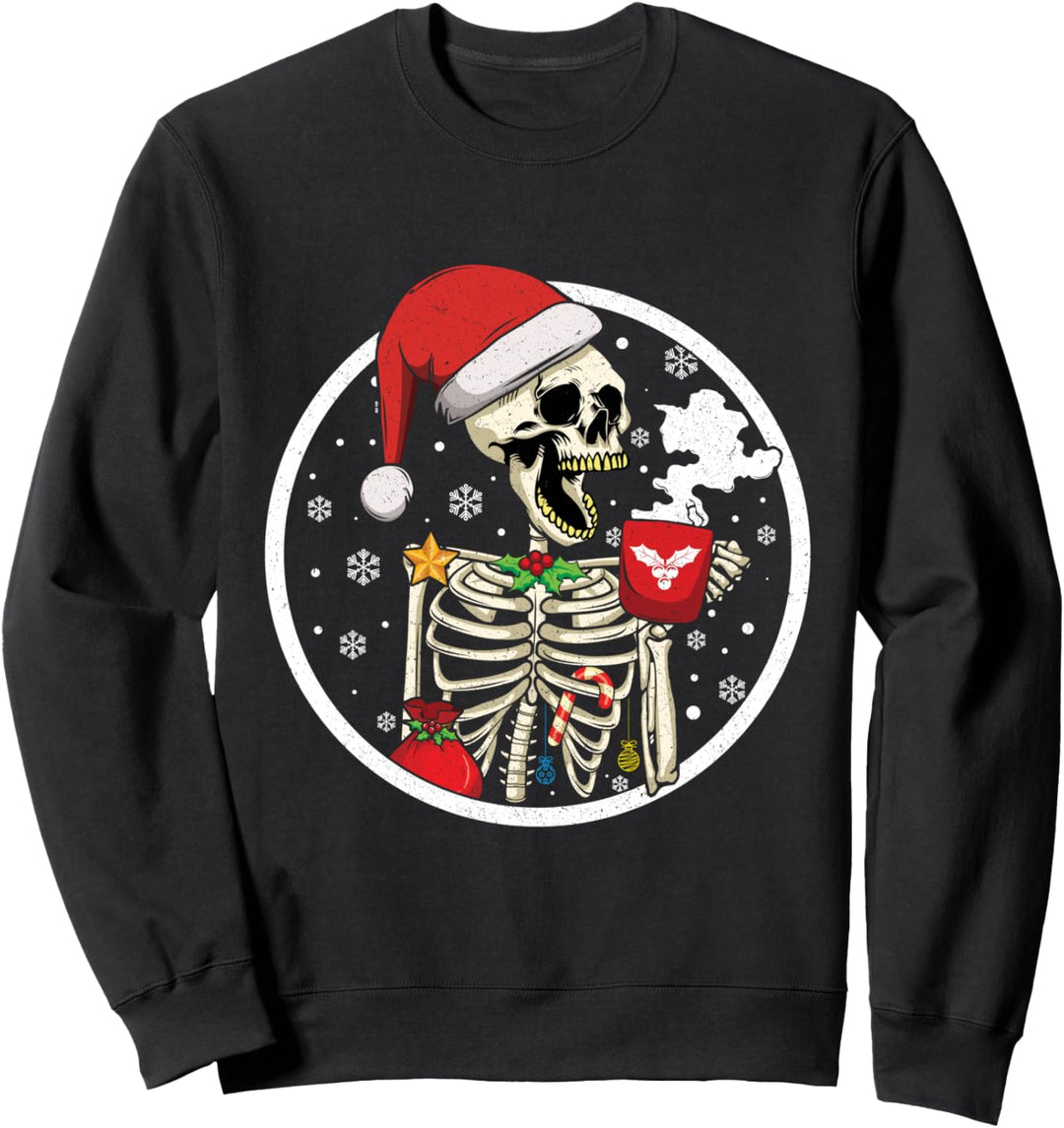 Skelett trinken Schokolade Winter Dezember Weihnachten Sweatshirt