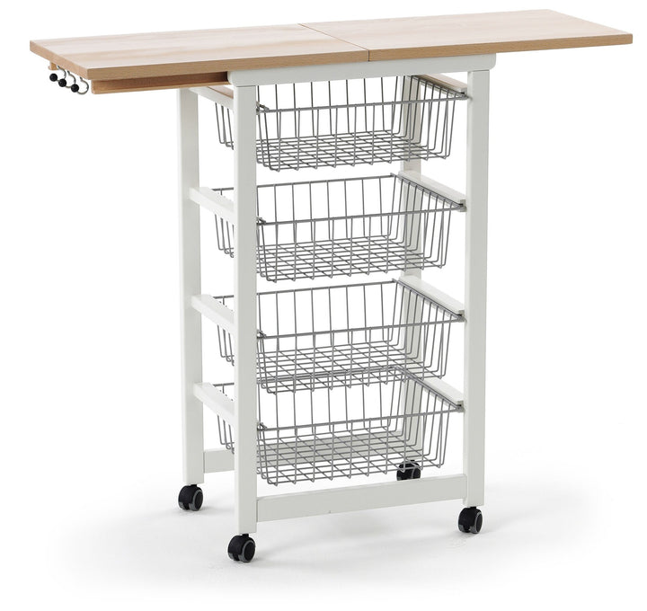 ARREDAMENTIITALIA Arredamenti Italia Küchenwagen GASTONCINO, Holz - 4 Körbe - Aufklappbar - Farbe: W