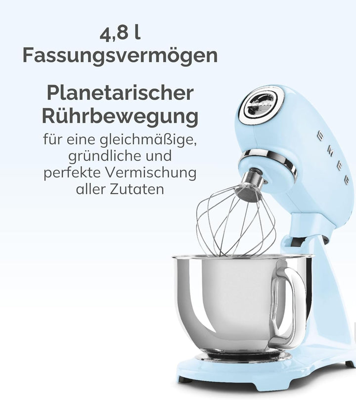 Smeg, SMF03RDEU Küchenmaschine, 10 Geschwindigkeitsstufen, Planetenrührwerk, Sicherheitsabschaltung,