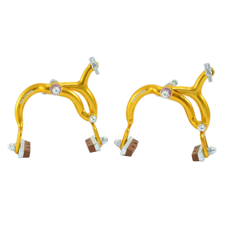 Dia-Compe MX890 Side Pull Caliper Brake Set (F+R) for Old School BMX, Gold, DP2513-FR