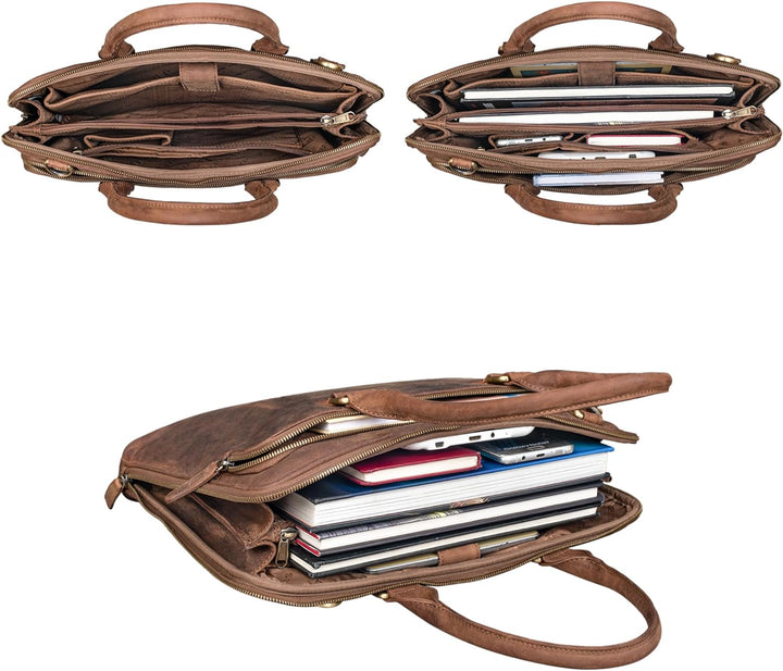 STILORD 'Joanna' Laptoptasche Damen elegant Leder Businesstasche Ledertasche Frauen Henkeltasche für