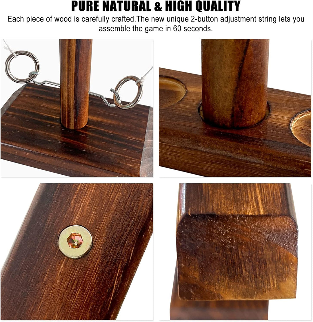 Ring Toss Game, Holz Tischplatte Hook Ringwurfspiel Kinder, Premium Party Wurfspiele Spiel für Famil