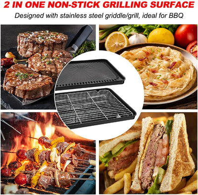 Camping Grill Set - Tragbarer Grill mit Grill, Grillpfanne, Grillpfannen-Clip - Tragbare Campingpfan