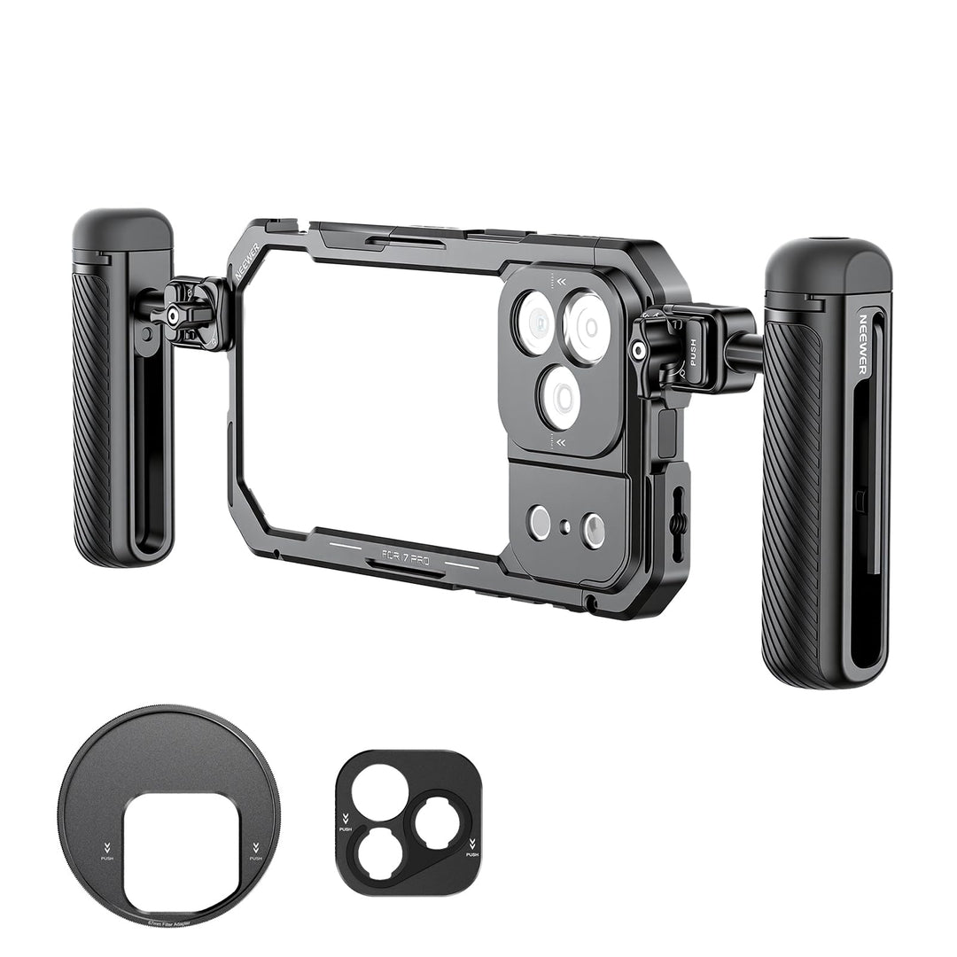 NEEWER 17 Pro Käfig Cage Video Rig Handy Stabilisator Set kompatibel mit iPhone 17 Pro mit 67mm Filt