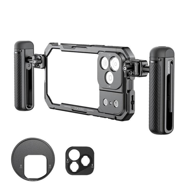 NEEWER 17 Pro Käfig Cage Video Rig Handy Stabilisator Set kompatibel mit iPhone 17 Pro mit 67mm Filt