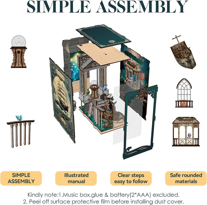 Book Nook Kit für Erwachsene: LUMYCE Holzpuzzle DIY Miniatur Haus 3D Puppenhaus - Buchstütze für Büc