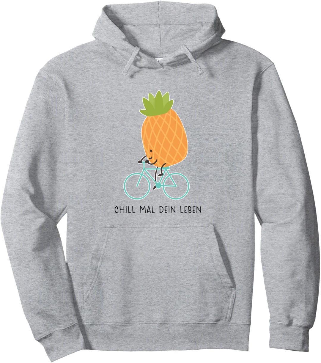 Chill Mal Dein Leben Ananas Fahrrad lustige Obst Kunst Pullover Hoodie