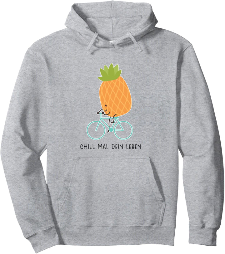 Chill Mal Dein Leben Ananas Fahrrad lustige Obst Kunst Pullover Hoodie
