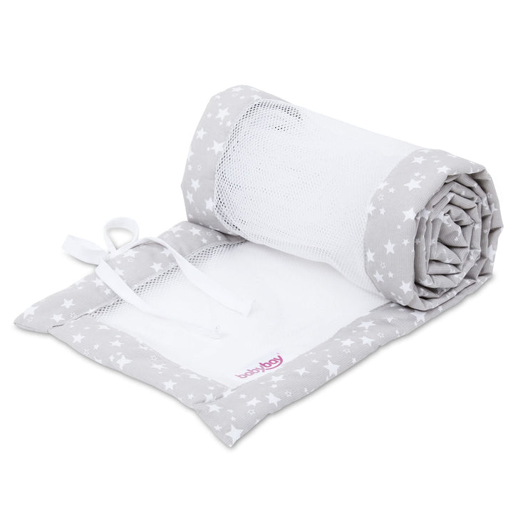 babybay Nestchen Mesh-Piqué passend für Modell Maxi, Boxspring und Comfort, perlgrau Sterne weiss pa