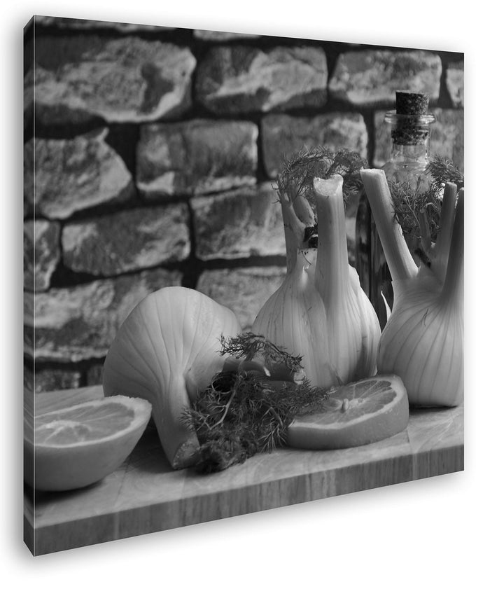 deyoli appetitlicher Fenchel mit Zitronen Format: 70x70 Effekt: Schwarz&Weiss als Leinwandbild, Moti