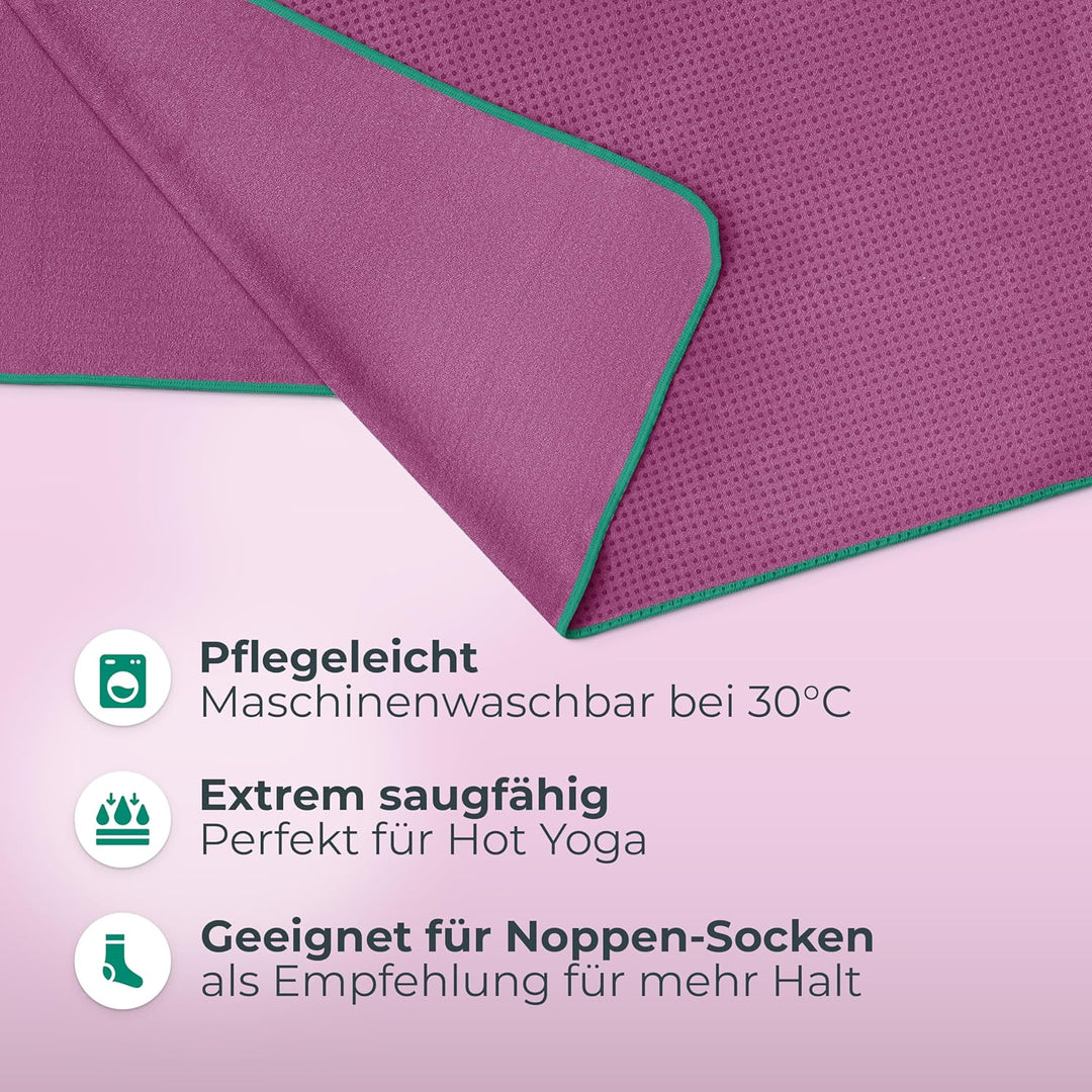 NirvanaShape Yoga Handtuch rutschfest | Hot Yoga Towel mit Antirutsch-Noppen | hygienische Yogatuch-
