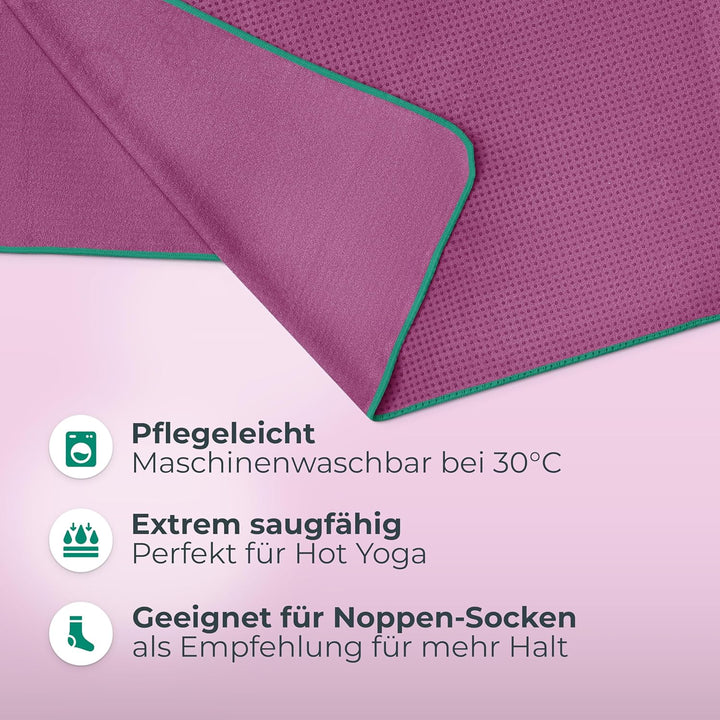 NirvanaShape Yoga Handtuch rutschfest | Hot Yoga Towel mit Antirutsch-Noppen | hygienische Yogatuch-