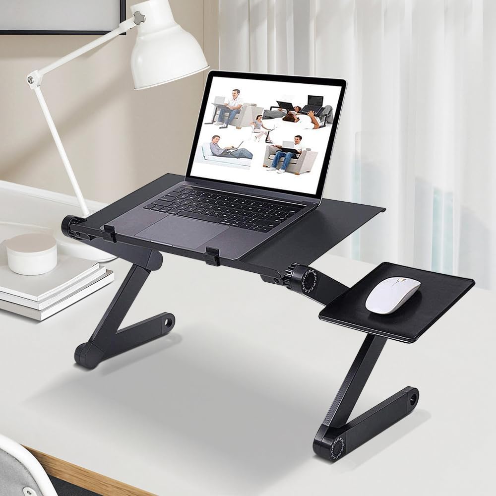 OHMG Laptop-Tisch, Laptop-Ständer, faltbar, Betttisch, höhenverstellbar, faltbar, mit Belüftungslöch