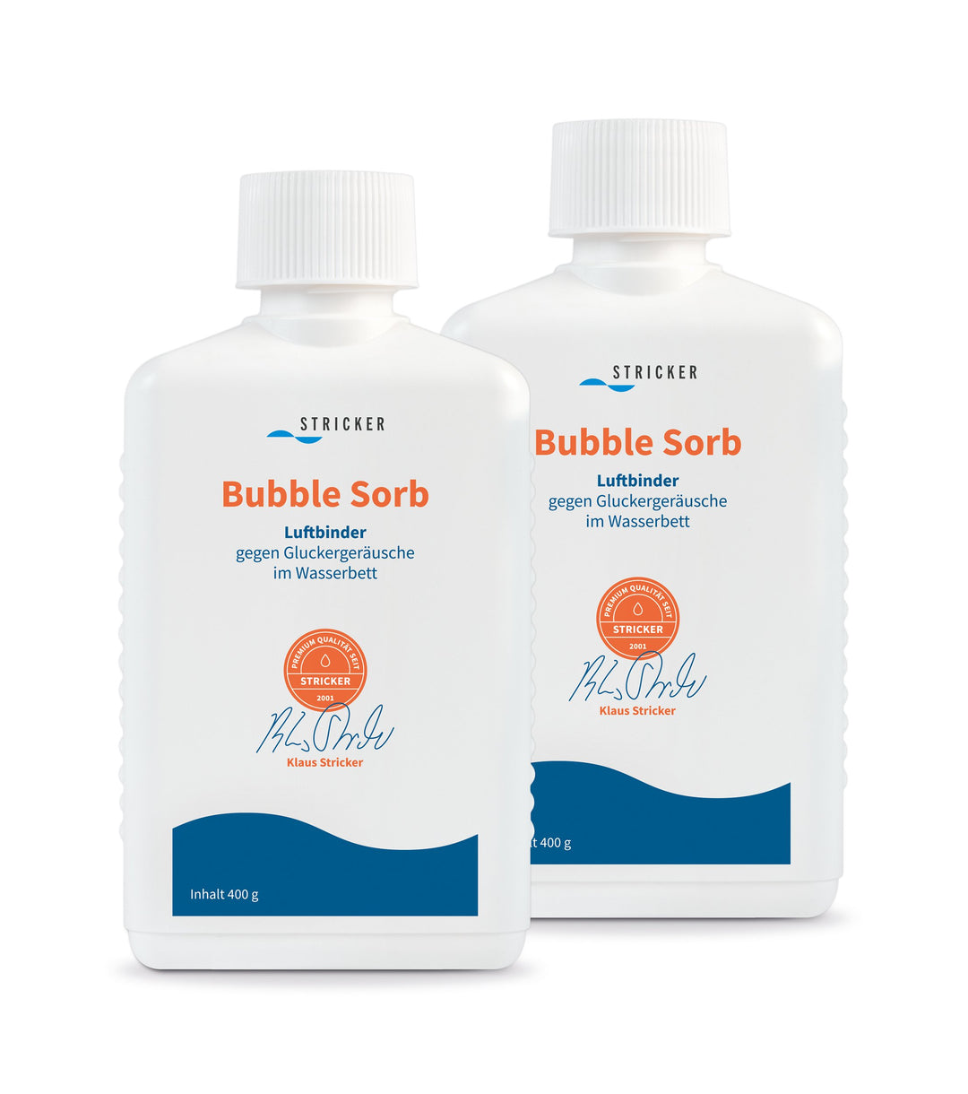 STRICKER Luftbinder für Wasserbetten - Bubblesorb Luftbinder - 2 x 400 g Bubblestop - Bindet ca. 200