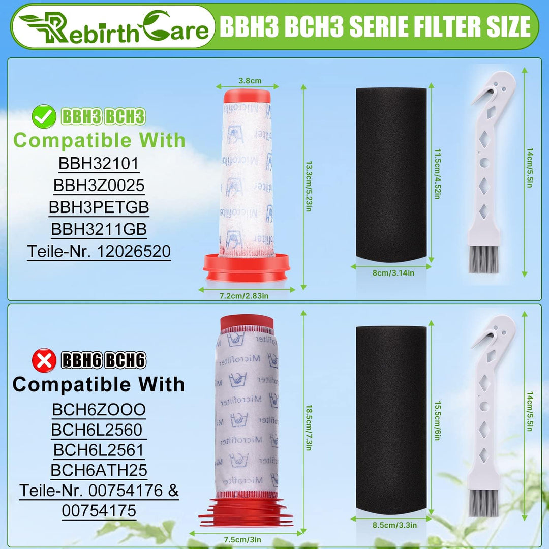 Rebirthcare Staubsauger Filter für Bosch Flexxo Serie 4 BBH3Z0025 BBH3PETGB BBH3211GB 25.2v /21.6V K