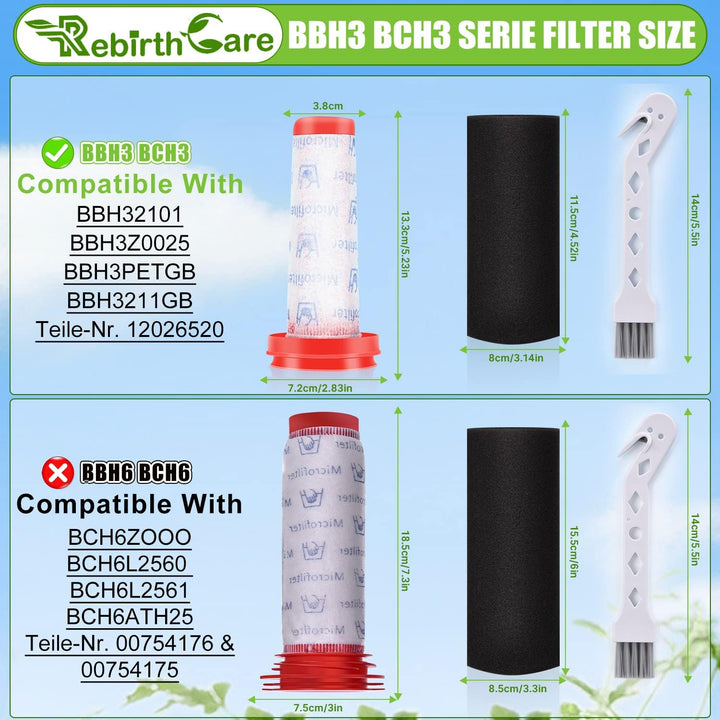Rebirthcare Staubsauger Filter für Bosch Flexxo Serie 4 BBH3Z0025 BBH3PETGB BBH3211GB 25.2v /21.6V K