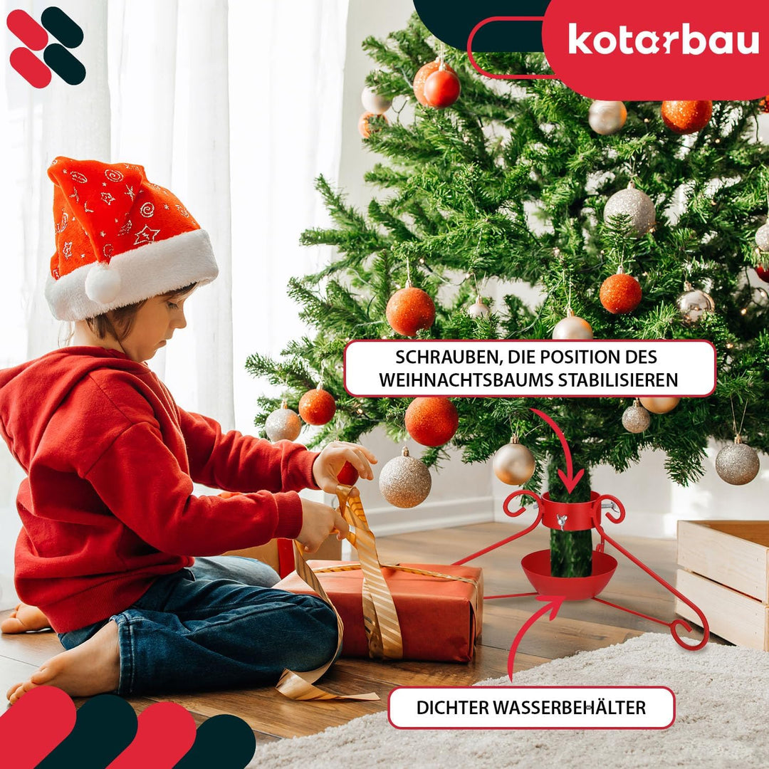 KOTARBAU® Weihnachtsbaumständer mit Wassertank Rot dekorative Christbaumständer Tannenbaumständer mi