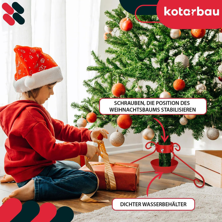 KOTARBAU® Weihnachtsbaumständer mit Wassertank Rot dekorative Christbaumständer Tannenbaumständer mi