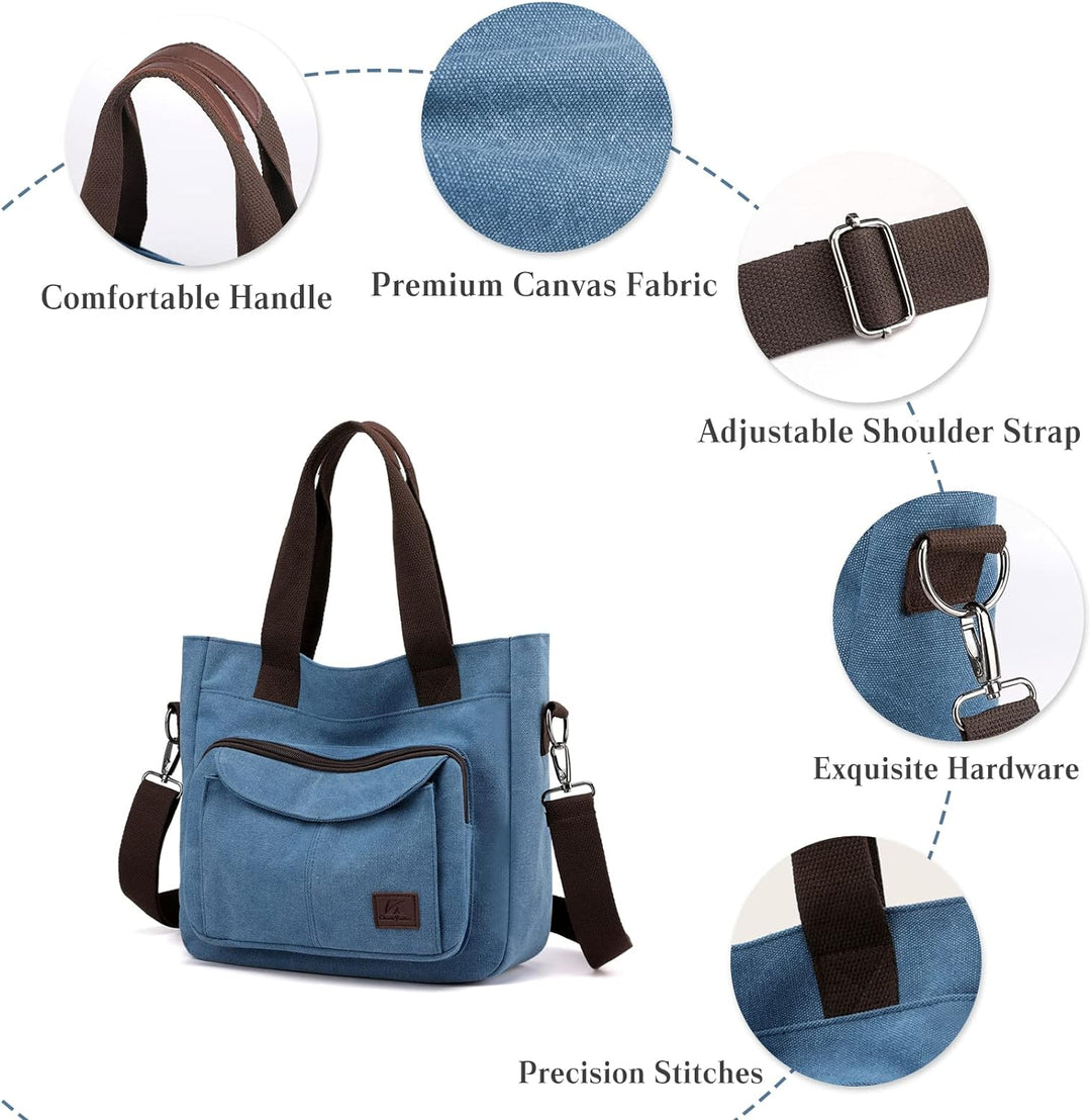 PORRASSO Damen Umhängetasche Canvas Schultertasche Handtasche Hobotasche Tote Mädchen Crossbody Bag
