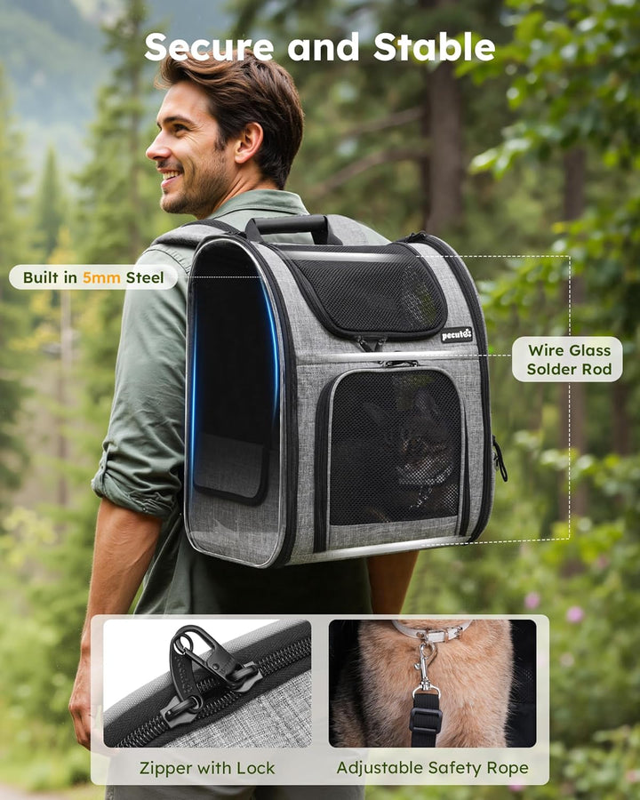 pecute Haustier Rucksack mit Netzfenster, Tragbare und Faltbare Katzentasche, Atmungsaktive und Leic