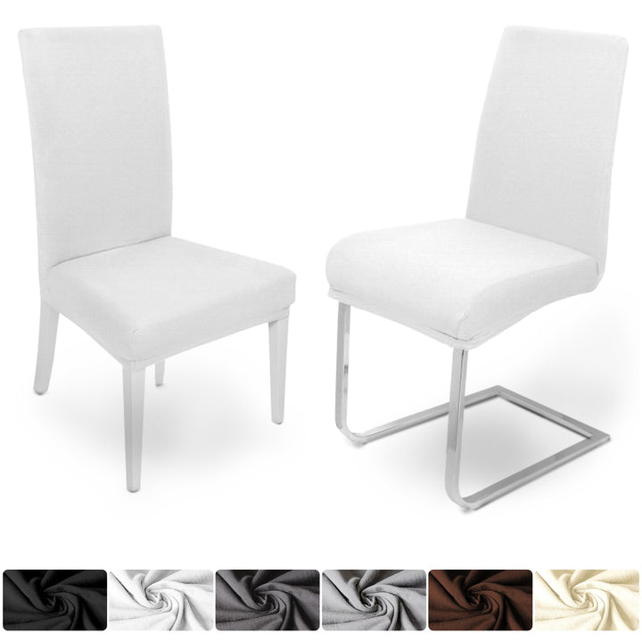 DecoHomeTextil Universal Stretch Uni Stuhlhusse Stuhlhussen Husse Hussen mit 200g/m² 4er Set Weiss F