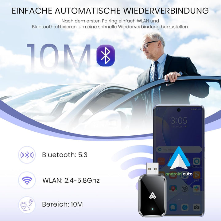 Kabelloser Android Autoschlüssel - schneller und stabiler Android Auto Adapter